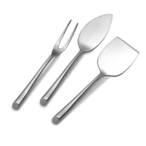 Ensemble de service moderne 3 pièces en acier inoxydable, couverts de luxe polis miroir pour buffet avec poignées ergonomiques, couverts en métal - Product Image 1