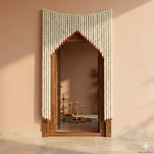 100 % Eco- Friendly White Fabric Toran For Main Door Entrance, Housewarming and Wedding decorative Bandarwar - Product Image 1