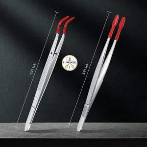 Juego de 2 Pinzas con Puntas de Goma, Pinzas con Puntas Rectas y Curvas, Recubiertas de PVC para Sellos, Monedas, Joyería y Manualidades - Product Image 3