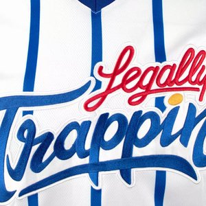 Camiseta de Béisbol Legally Trappin para Hombre, Azul, Cuello en V, Sin Mangas, 100% Poliéster, Transpirable, Antibacterial, de Secado Rápido, Talla Grande - Product Image 3