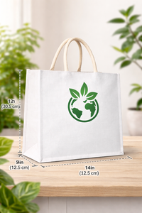 Sac fourre-tout en jute laminé blanc avec poignée en corde, logo personnalisé, écologique, réutilisable, promotionnel - Product Image 2