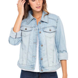 Chaqueta vaquera azul clásica con cierre de botones, ropa exterior informal, atuendo de moda, chaquetas de mezclilla para mujer - Product Image 3