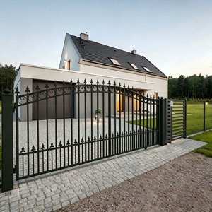 Portail extérieur à double battant en fer forgé thermolaqué KHP, design résistant à la rouille, haute durabilité, montage facile, style minimaliste - Product Image 6