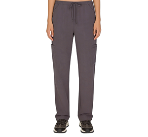 Pantalones Médicos Cargo para Mujer ING, Cintura Elástica Media, Pierna Recta, Múltiples Bolsillos, Aberturas Laterales, Tela Twill - Product Image 1