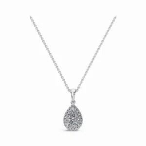 Collar con Colgante de Diamante Cultivado en Laboratorio con Corte Redondo y en Forma de Pera, con Cadena de 19 Eslabones en Oro Blanco de 18K, Joyería de Compromiso - Product Image 2