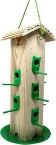 Mangeoire à oiseaux suspendue en bois pour jardin extérieur, piscine, maison d'alimentation multi-trous pour oiseaux, cour, balcon, oiseaux sauvages - Product Image 2