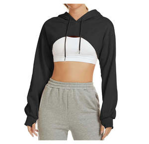 Apparelzest Sudadera Corta Personalizada para Mujer, Informal, de Manga Larga, Transpirable, de Poliéster/Algodón - Product Image 5