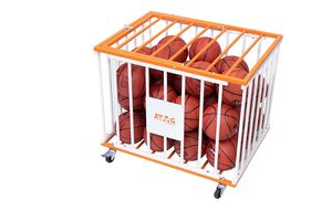 Chariot de rangement pliable et mobile Stag Iconic en acier inoxydable robuste pour ballons de basketball taille 7, grande capacité, avec revêtement en cuir PU - Product Image 3