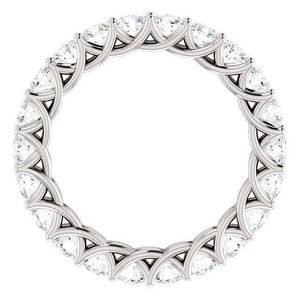 Anillo de Boda de Eternidad Completa con Moissanita de Corte Redondo, Plata de Ley 925, Apilable, Anillo de Promesa de Aniversario Nupcial, Regalo para Ella - Product Image 4