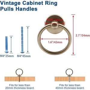 Modernos tiradores de anillo de 6 piezas en oro champán para cajones de cómodas y gabinetes de cocina, tiradores metálicos para muebles - Product Image 3