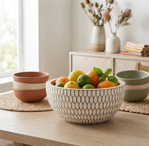 Bol décoratif en bois sculpté, design classique artisanal, finition polie, écologique, pour la maison, la cuisine, la table à manger, cadeau de mariage - Product Image 1