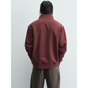 Custom Men's Women's Oversized Half Zip Sweatshirt <b>Mock</b> <b>Neck</b> Plain Cotton Fleece Streetwear <b>Top</b> - Product Image 2