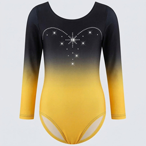 Nouveau design, justaucorps de gymnastique pour filles de haute qualité, personnalisé, en spandex, à manches longues, avec strass, service OEM - Product Image 5