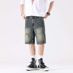Shorts en jean décontractés pour hommes de haute qualité, coupe droite, taille haute, extensibles, écologiques, respirants, 100% coton - Product Image 5
