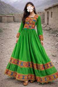 Traditional Indian Lehenga Choli Green Embroidered Cotton Floor-Length Loose Fit Women Ethnic Wedding <b>Dress</b> Ethnic Evening <b>Dress</b> - Product Image 4