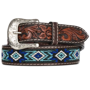 Classic Vintage Western Hand <b>Tooling</b> Genuine <b>Leather</b> Pin Buckle <b>Belt</b> Floral Pattern Eco-Friendly Durable Premium Artisan Men's - Product Image 1