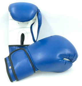 Blue Faux Leather Boxing Gloves With <b>Velcro</b> Wrist <b>Strap</b> For Adults Training And Fighting 14oz - Product Image 1