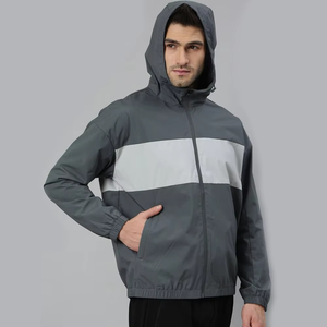 Men's Hooded Color Blocking Windproof Jacket Regular Fit Zipper Closure Spring Wear Polyester Material Casual Style - Product Image 4