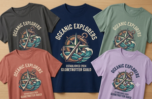 Camiseta Náutica Oceanic Explorers para Mujer, 100% Algodón, Cuello Redondo, Manga Corta, Estampada, Corte Holgado, Primavera Verano - Product Image 3