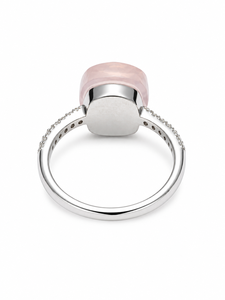 Rose Quartz and <b>Cz</b> <b>Ring</b> in 92.5 Sterling Silver KLSR-12161 - Product Image 3