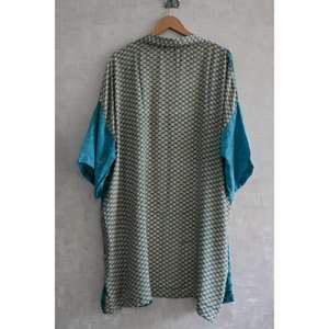 Kimono largo bohemio de seda con patchwork, talla grande, transpirable, para otoño, hecho a mano, bata nupcial estampada para descansar - Product Image 5