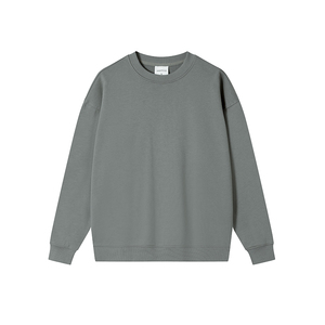 Oversized Light <b>Blue</b> Crew Neck Sweatshirt Unisex Regular Fit Knitted Cotton Pullover Casual Autumn Style - Product Image 3
