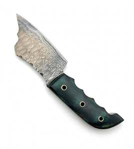 Couteau utilitaire à profil de hachoir, manche vert, en acier damas fait main, pièce de présentation exécutive - Product Image 3