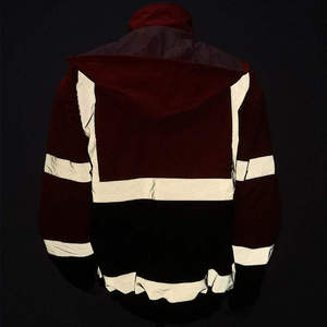 Chaqueta de trabajo de invierno de alta visibilidad, reflectante, de poliéster de alta calidad, con capucha oculta, acolchada e impermeable. - Product Image 5
