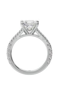 Bague solitaire taille princesse de 1,5 carat, créée en laboratoire, avec sangle fendue entièrement sertie de diamants, aspect diamant, élégante bague de mariage en argent - Product Image 5