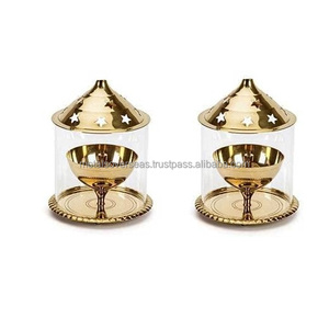 Tinh khiết Brass akhand diya dầu puja trà ánh sáng chủ cao Wick đứng trang trí Diwali nhà Quà Tặng Ganesh chaturthi mạ kim loại - Product Image 1