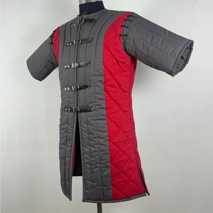 Gambesón Medieval Acolchado de Algodón Gris Rojizo, Chaqueta Acolchada para Reenactment Histórico, Disfraz Larp Vikingo con Cierres de Hebilla Delanteros - Product Image 5