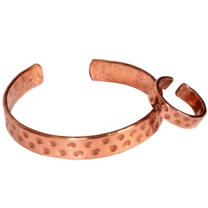 <b>Copper</b> Alloy Cuff <b>Bracelets</b> & Heart Ring Set-Romantic Unisex Jewelry - Product Image 5