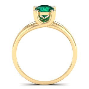 Bague en or jaune massif 14 carats REYES Fine Jewelry avec diamant certifié IGI, coupe ovale classique, pierre précieuse émeraude de 0,84 carat - Product Image 4