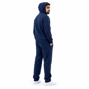 Conjunto Deportivo con Capucha Azul Marino para Hombre, 100% Algodón, Estilo Casual, con Cordón Ajustable y Bolsillos Laterales - Product Image 6