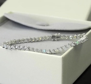Luxury Marquise Cut Moissanite Tennis Bracelet <b>Iced</b> <b>Out</b> Hip Hop Jewellery White Gold Diamond Look Wrist <b>Chain</b> - Product Image 1