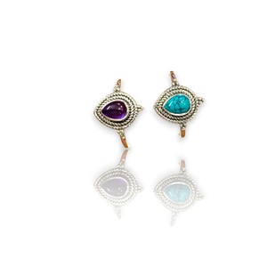 925 Sterling Silver Turquoise <b>Rings</b> Pear Drop Shape Cut With Bezel Setting Gemstone <b>Rings</b> Multi Color Wholesale For Women Wear - Product Image 1