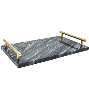 Plateau en marbre au design très demandé, plateaux décoratifs, plateau en pierre, plateau de service, plateau de service en marbre avec poignée en métal à prix abordable - Product Image 6