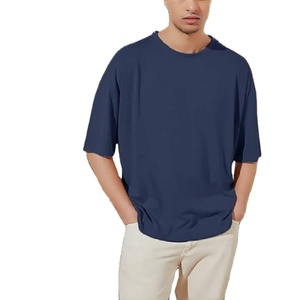 T-shirt blanc surdimensionné de haute qualité imprimé à épaules tombantes tissu tricoté personnalisé vierge grande taille de BD - Product Image 1