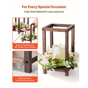 Ensemble de 20 lanternes de mariage (60 pièces) comprenant 20 lanternes en bois porte-bougies, 20 bougies LED sans flamme et 20 décorations de table - Product Image 3