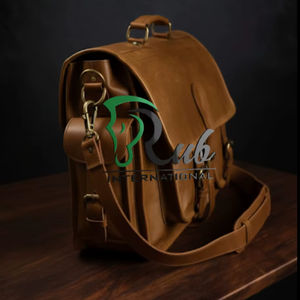 Sacoche pour ordinateur portable en cuir véritable de haute qualité, style vintage, faite à la main, imperméable, pour hommes, souple, pour usage professionnel et de bureau - Product Image 2