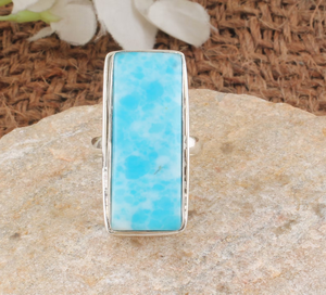 Larimar Gemstone <b>Ring</b> 925 Sterling Silver Handmade <b>Statement</b> <b>Ring</b> Wholesale Supplier - Product Image 3