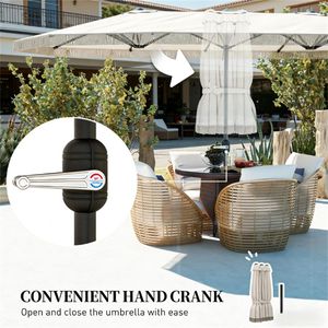 Ombrellone da Esterno Bianco Crema per Terrazzo e Cortile, Senza Base - Product Image 3