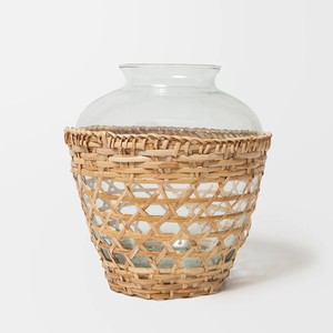 Decorative open weaving glass tumbler <b>boot</b> natural rattan mug wrap iced coffee cup sleeves - Product Image 6