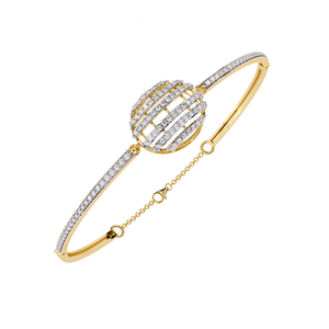 AMBER JEWELS T-760 Unisex 925 <b>Silver</b> Gold Plated Moissanite Cross <b>Bangle</b> <b>Bracelet</b> Brilliant Cut Claw Setting Luxury Party Wear - Product Image 3