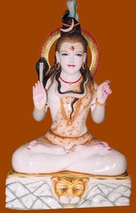 ที่มีคุณภาพสูงสีขาวธรรมชาติ Makrana หินอ่อนปรับแต่งลอร์ด Shiv Ji นั่งรูปปั้นสำหรับการตกแต่งวัด - Product Image 5