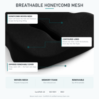 Coussin de siège ergonomique personnalisable pour chaise de bureau orthopédique, soutien pour les fesses, soulagement du stress, mousse à mémoire de forme, douleur au coccyx, coussin de siège de voiture