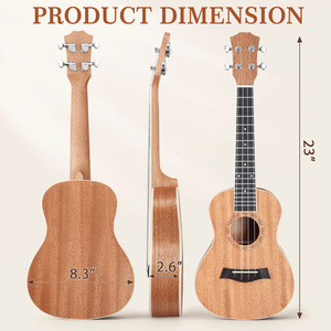 Ukulélé 23 pouces en acajou avec touche en palissandre, capo, sangle, 3 médiators et clé – Pièces et accessoires pour instruments à cordes - Product Image 6