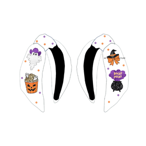 Serre-tête en tissu pour femme avec motif fantôme et chat perlé, idéal pour les fêtes à thème Halloween - Product Image 5