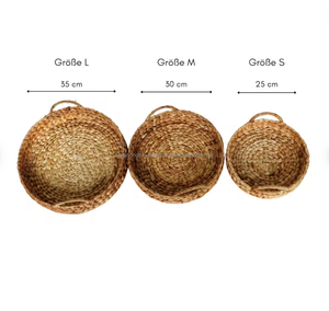 Plateau d'herbe de jacinthe d'eau en gros plat tissé à la main avec poignée - Product Image 5