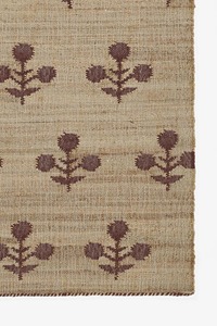 Tapis de salon écologique style ferme, nettoyage facile, à poils ras, motif floral, en jute, rectangulaire 5x8 pieds, tissage plat - Product Image 6